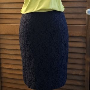 Ann Taylor Navy Lace Pencil Skirt (0P)
